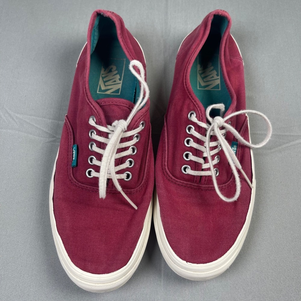 Vans Authentic Shoes Mens 8.5 Womens 10 Burgundy Canvas Low Top Sneakers TB4R